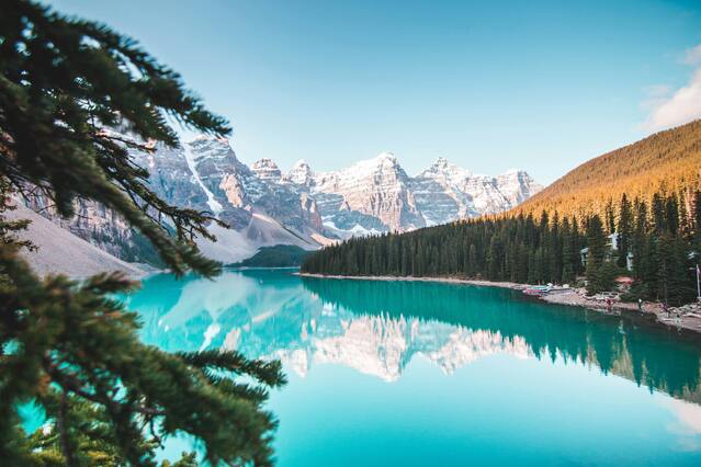 Blue water and mountains Banff Morraine lake