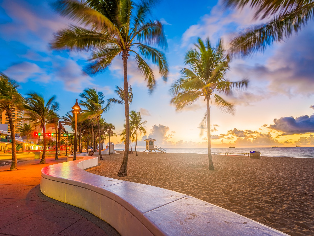 Fort Lauderdale Beach, Florida, USA at dawn.