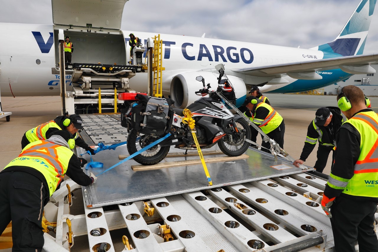 Bike being loaded on plane