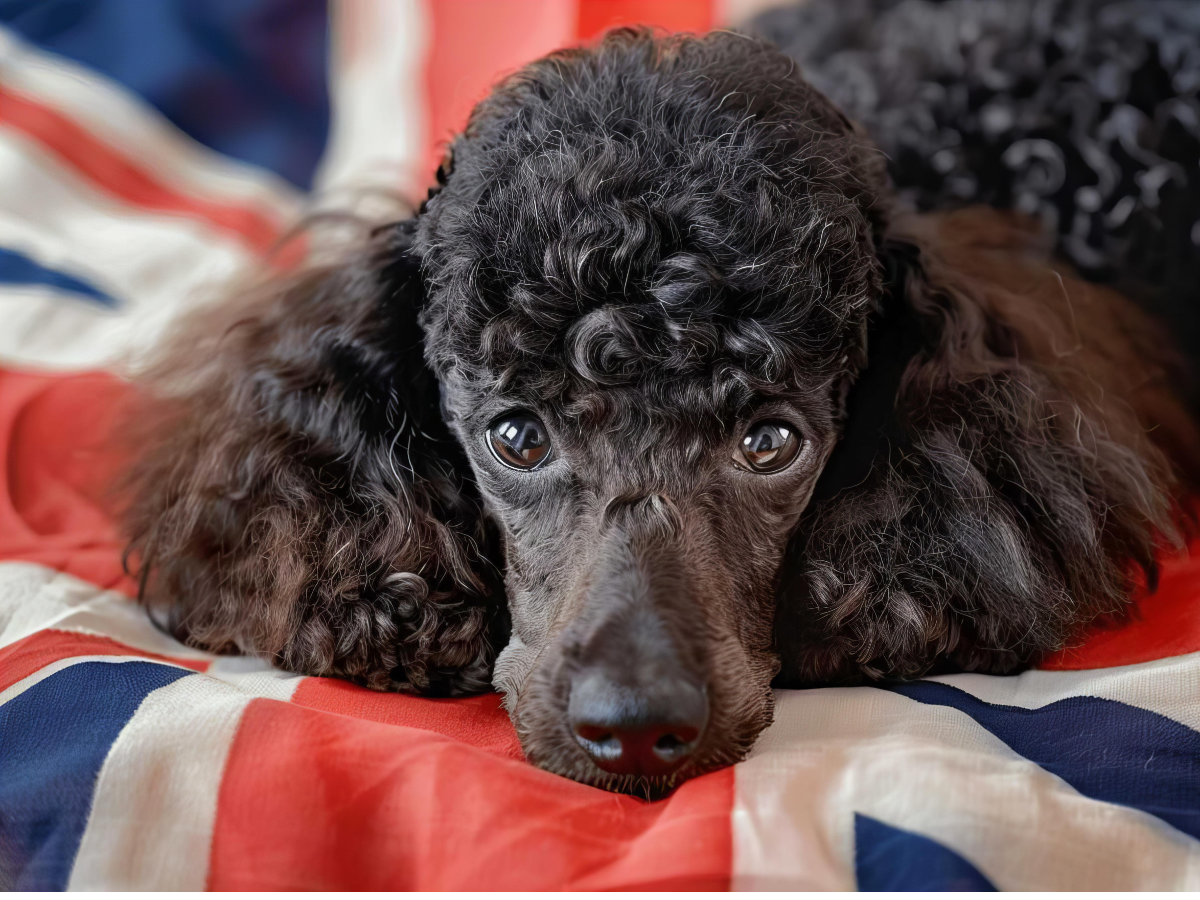 Poodle on British flag in the UK